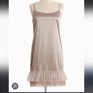 Vintage Elegant Satin Chemise with Ruffle Detail.Champane Color